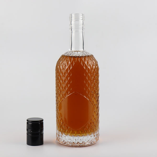 500ml Rhombus custom shape carving pattern tequila Spirit drink vodka Glass bottle 580g