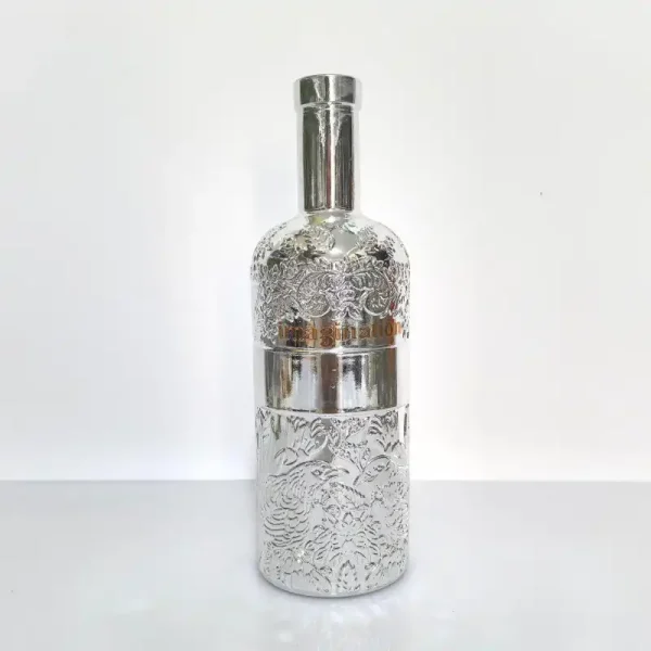 700ml silver electroplated glass gin bottle with bar top 620g