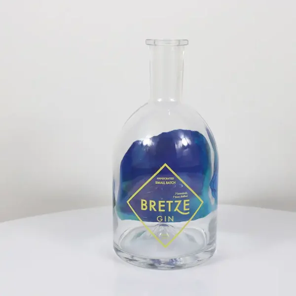 750ml cork top glass Gin bottle with decal
