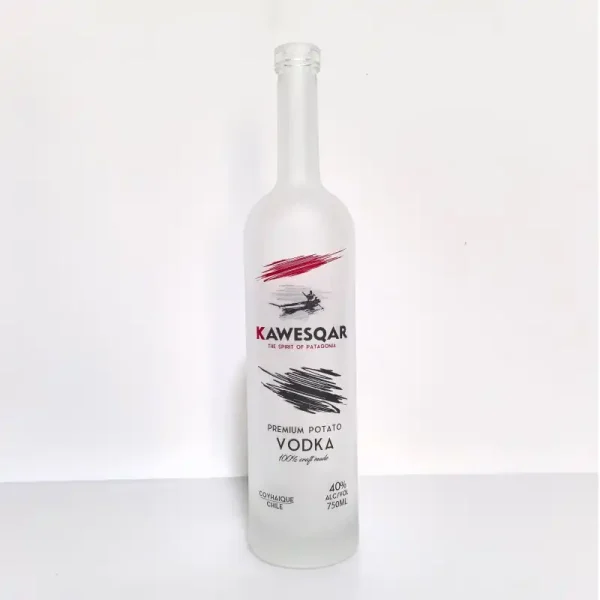 750ml frosted glass vodka bottle with silkscreen 680g