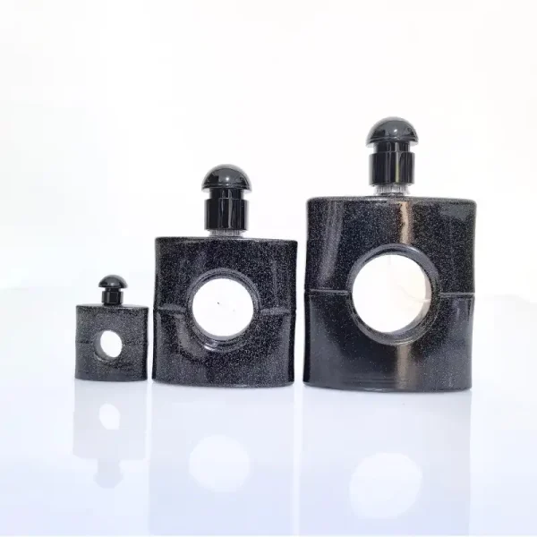 25ml 50ml 80ml Perfume bottle with black hollow design