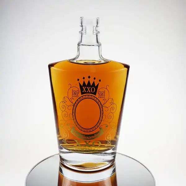 750ml customized glass XO bottle with hot stamping