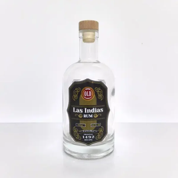 700ml corked clear glass rum bottle with wood cap 750g