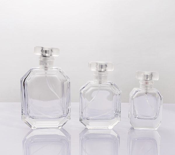 30ml 50ml 100ml Octagonal Clear Glass Perfume Bottle with Frosted Cap