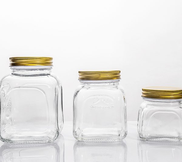 250ml 500ml 750ml Square Clear Jars with Customize Pattern and Lid