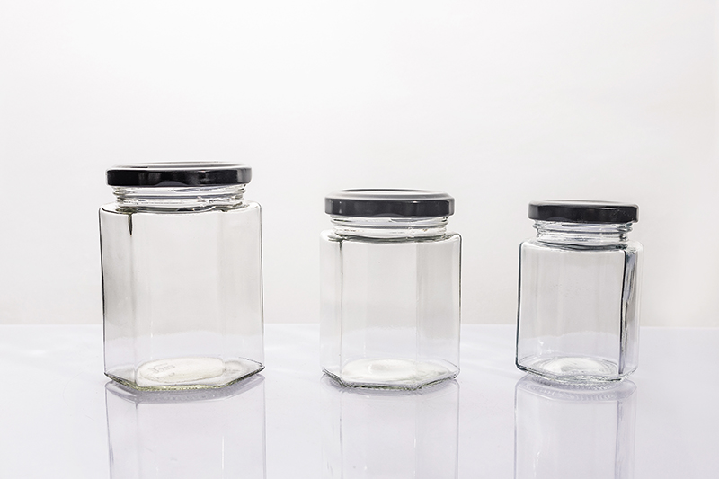 Various-sized Clear Jars of Rhombic-shaped with Customize Screw Lid
