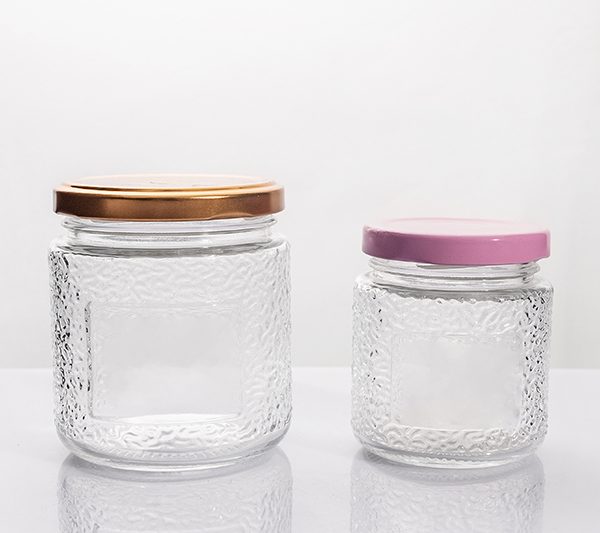 160ml 280ml Stylish Embossed Glass Jars with Metal Lids