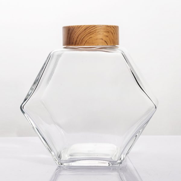 750ml Stylish Hexagonal Glass Storage Jar