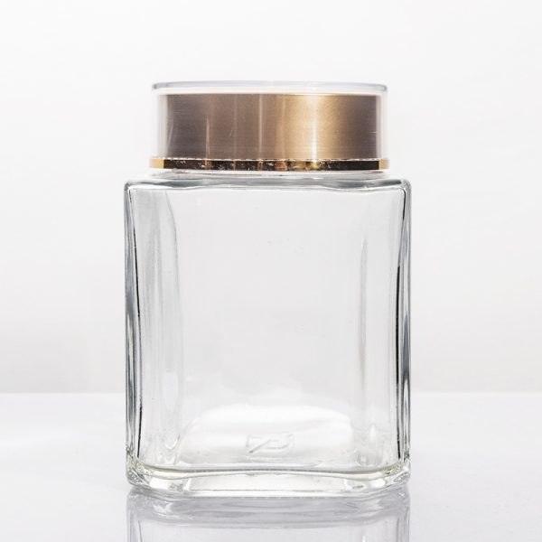200ml High‑end Square Glass Jar with Metallic Lid