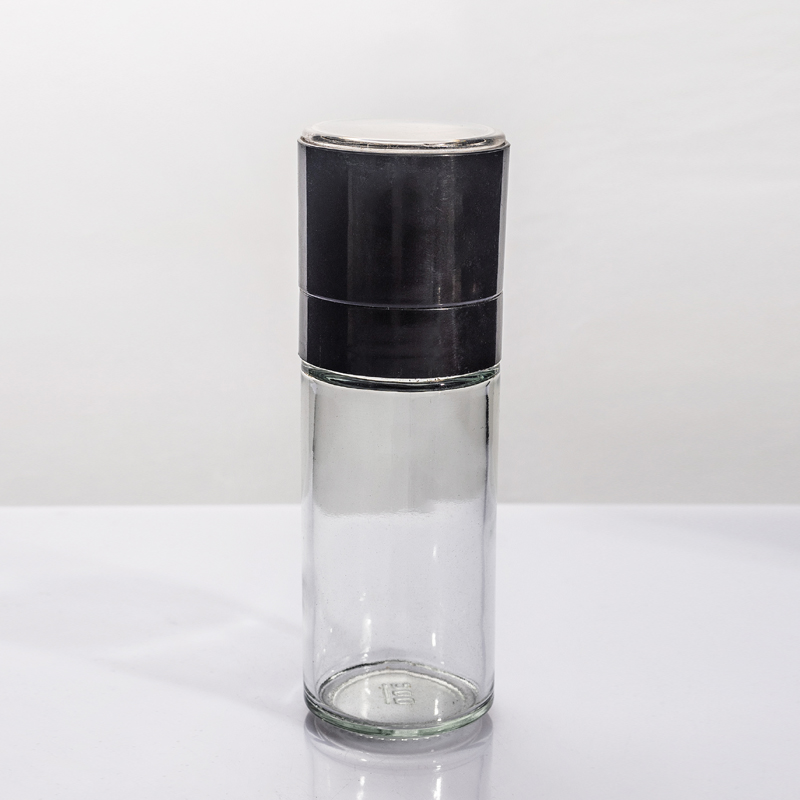 Cylindrical Glass Spice Grinder Bottle