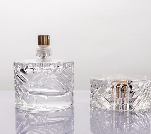 60ml Flat Round Twisted Embossed Glass Perfume Bottle Series