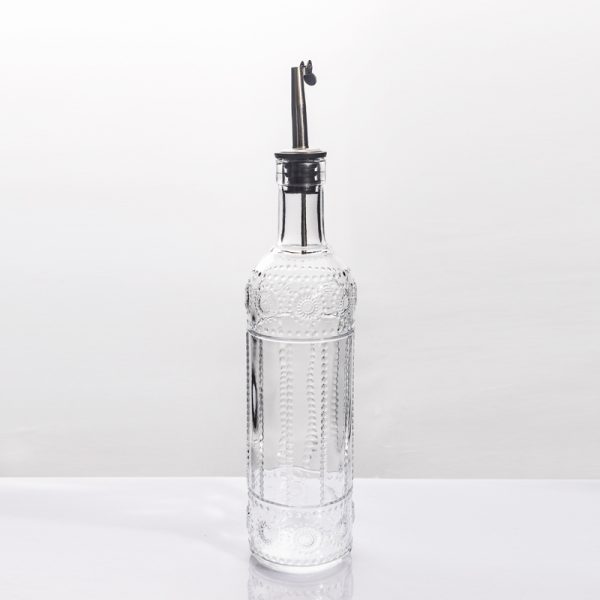 Embossed Glass Oil Dispenser Bottle Vintage Glass Olive Oil Pourer