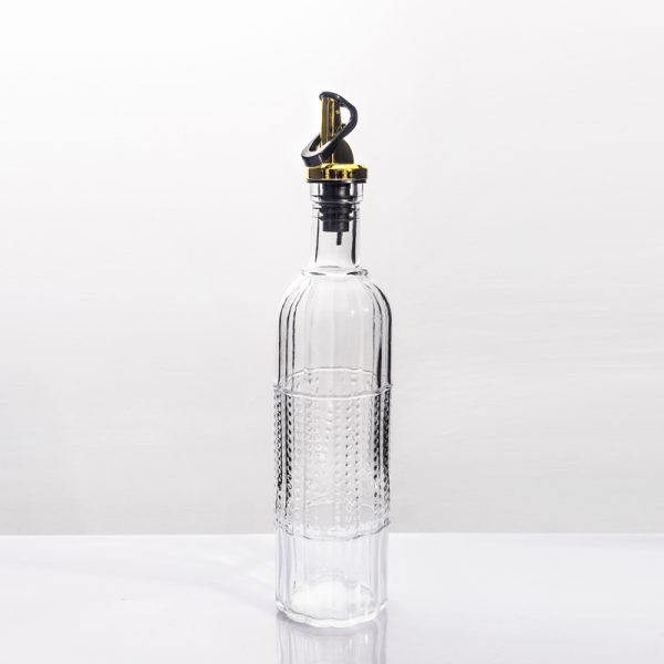 Vertical Embossed Glass Oil Dispenser 500ml Vintage Kitchen Olive Oil Bottle