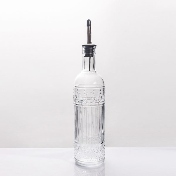 Ribbed Glass Oil Dispenser 500ml Vintage Kitchen Olive Oil Bottle