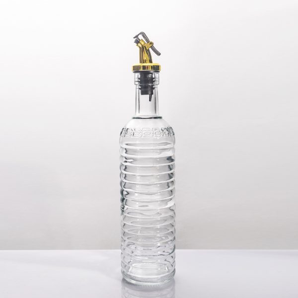 Wave Ribbed Glass Oil Dispenser 500ml Vintage Kitchen Olive Oil Bottle