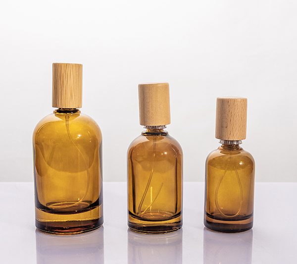 30ml 50ml 100ml Amber Glass Perfume Bottle Series with Wooden Cap