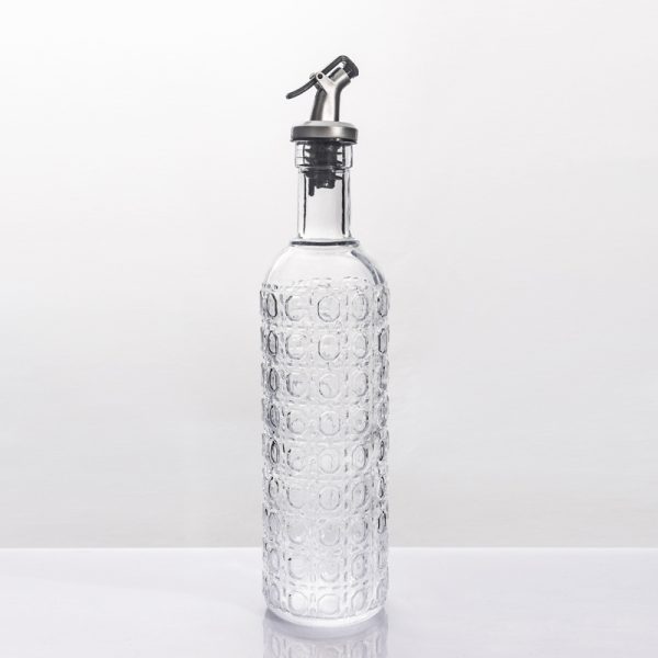 Embossed Glass Oil Dispenser 500ml Kitchen Olive Oil Bottle