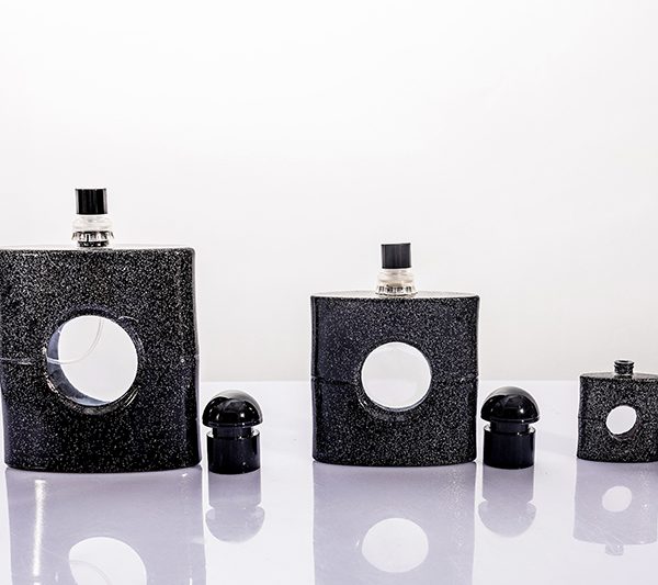 30ml 50ml 100ml Black Glitter Hollow-out Glass Perfume Bottle