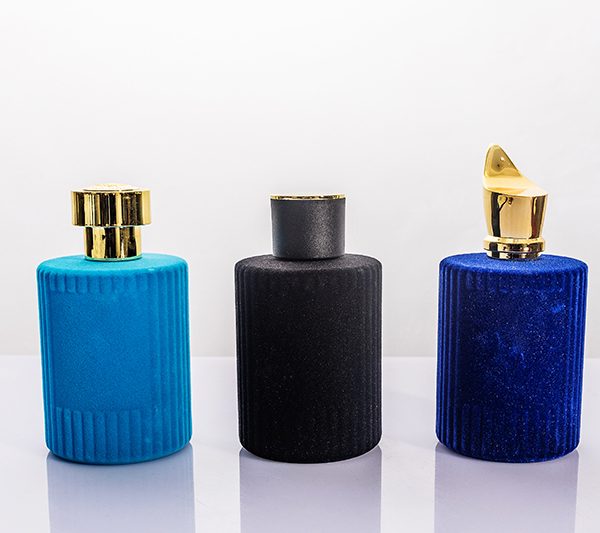 30ml 50ml 100ml Flocked Vertical Stripe Cylindrical Perfume Bottle