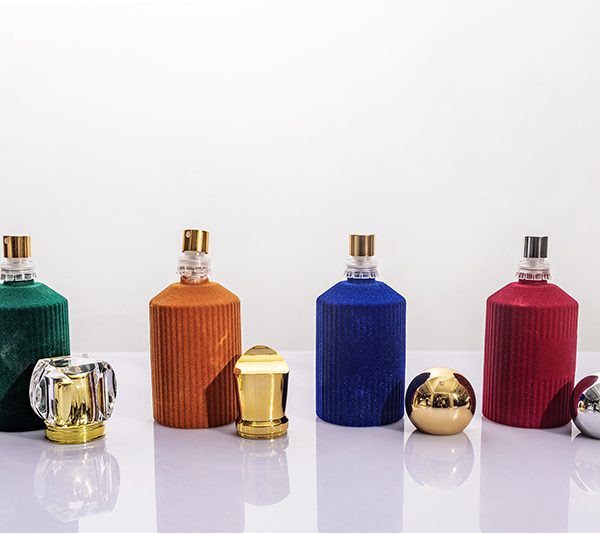 30ml 50ml 100ml Flocked Vertical Striped Glass Perfume Bottle