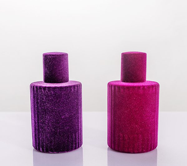 30ml 50ml 100ml Glitter Flocked Vertical‑Ribbed Perfume Bottle