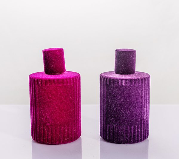 30ml 50ml 100ml Glitter Flocked Vertical‑Ribbed Integrated Perfume Bottle