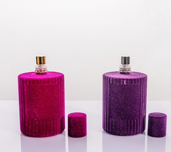 30ml 50ml 100ml Vertical‑Ribbed Glitter Flocked Perfume Bottle